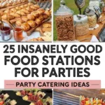 Delicious food stations at a party showcasing various culinary options