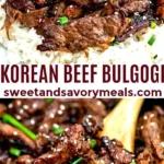 Delicious Korean Beef Bulgogi served with vegetables and rice